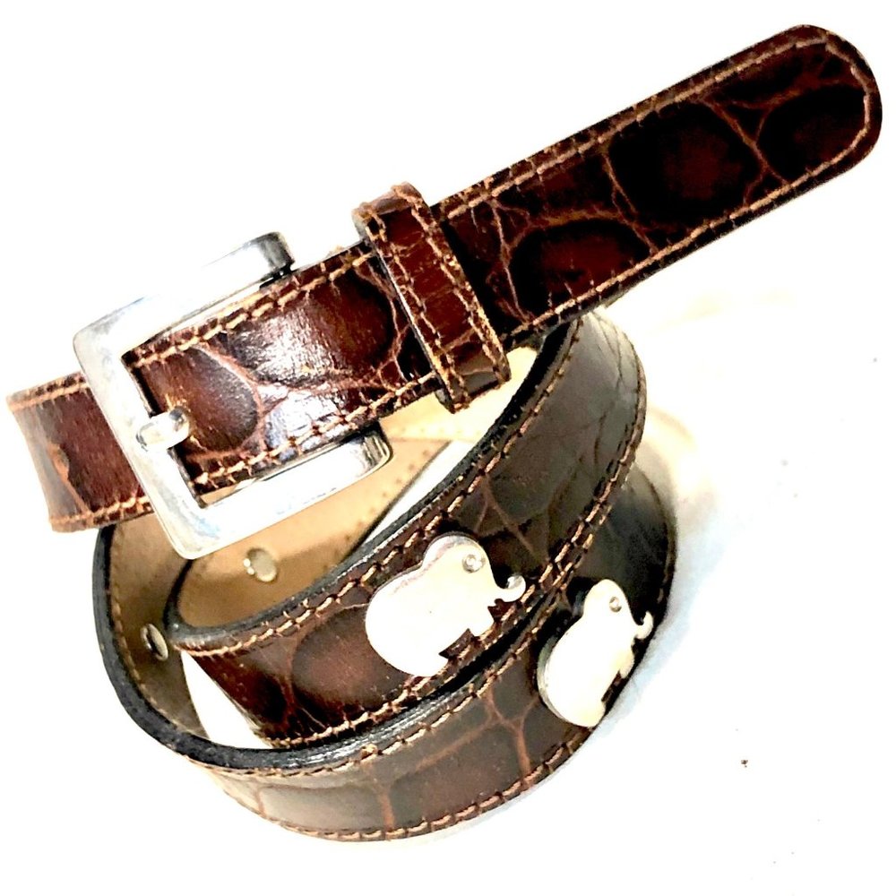 Furla Elephant Alligator Embossed Belt